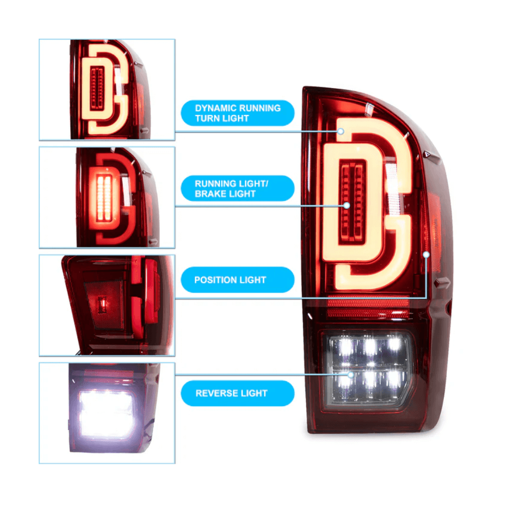 Sequential LED Tail Lights Fits 2016-2023 Toyota Tacoma