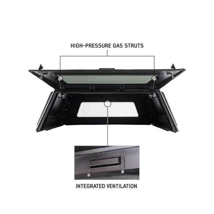 2022+ Toyota Tundra Expedition Truck Cap W/Full Wing Doors, Front and Rear Windows & 3rd Brake Light