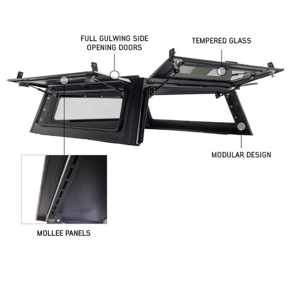 2022+ Toyota Tundra Expedition Truck Cap W/Full Wing Doors, Front and Rear Windows & 3rd Brake Light