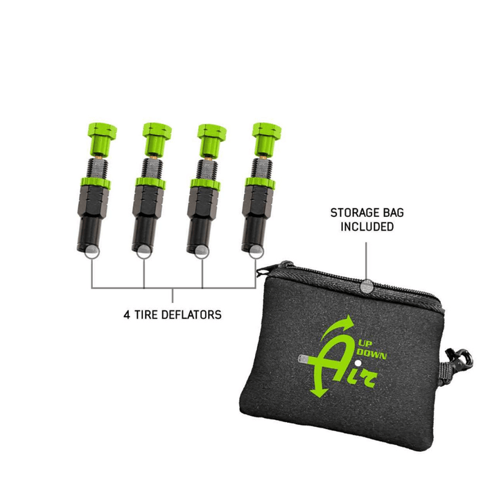 4 Piece Adjustable Tire Deflator Kit & Storage Bag | PSI 10-30 Lbs.