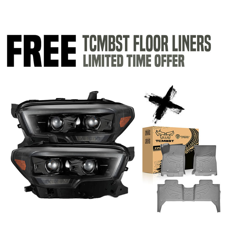 Exclusive PRO-Series Halogen Projector Headlights | Clear DRL Fits 2016-2023 Toyota Tacoma