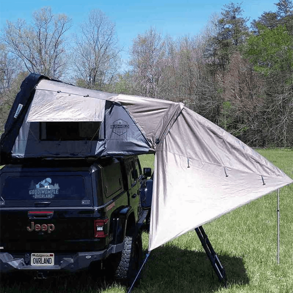 4 person hard shell roof top tent Overland Vehicle Systems 18089903 Bushveld Awning for 4 Person Roof Top Tent