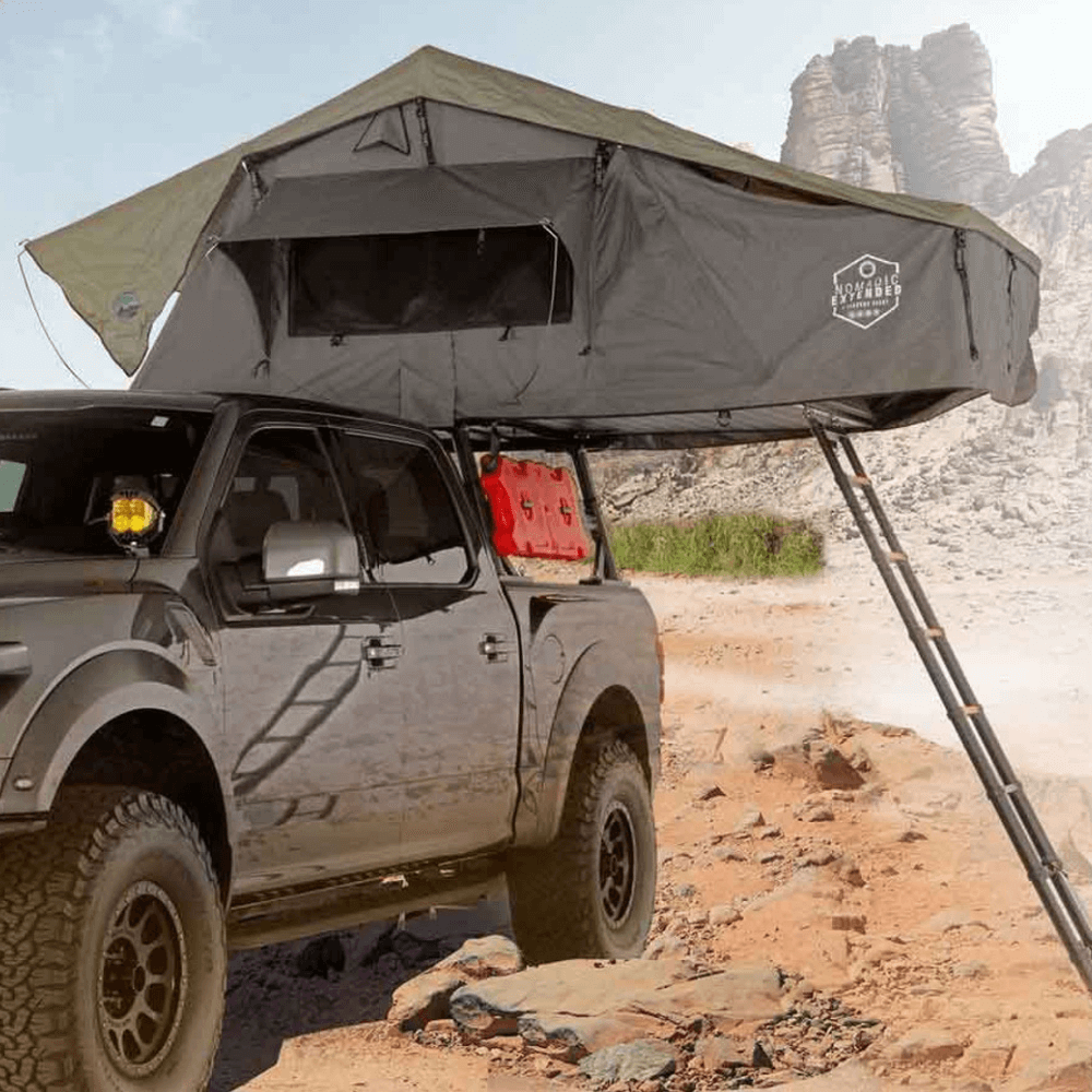 HD Nomadic 2 Extended Soft Shell Roof Top Tent, Grey Body & Green Rainfly