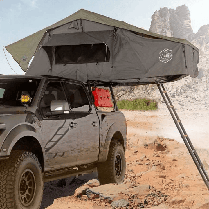 HD Nomadic 2 Extended Soft Shell Roof Top Tent, Grey Body & Green Rainfly