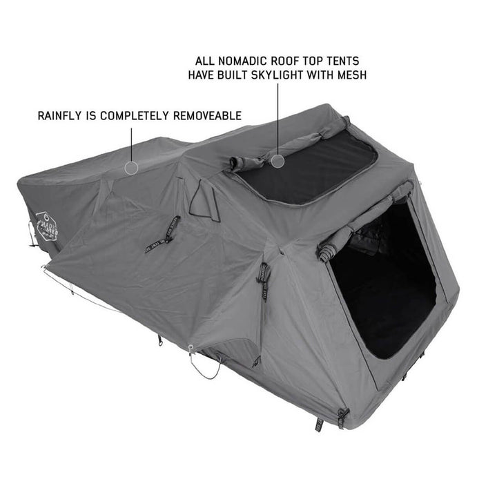 HD Nomadic 2 Extended Soft Shell Roof Top Tent, Grey Body & Green Rainfly