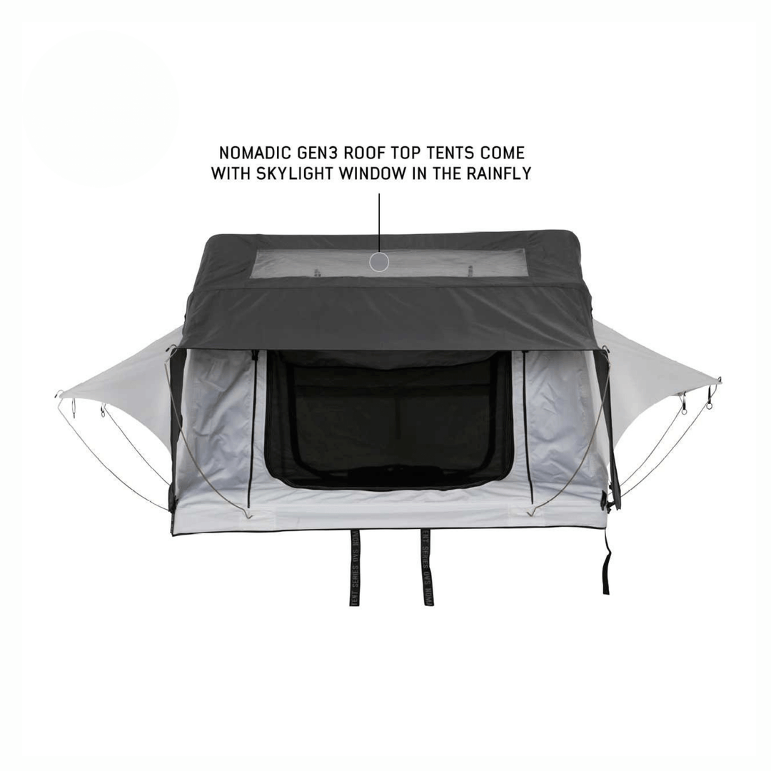 HD Nomadic 3 Arctic White Extended Soft Shell Roof Top Tent, White Body Dark Grey Rainfly