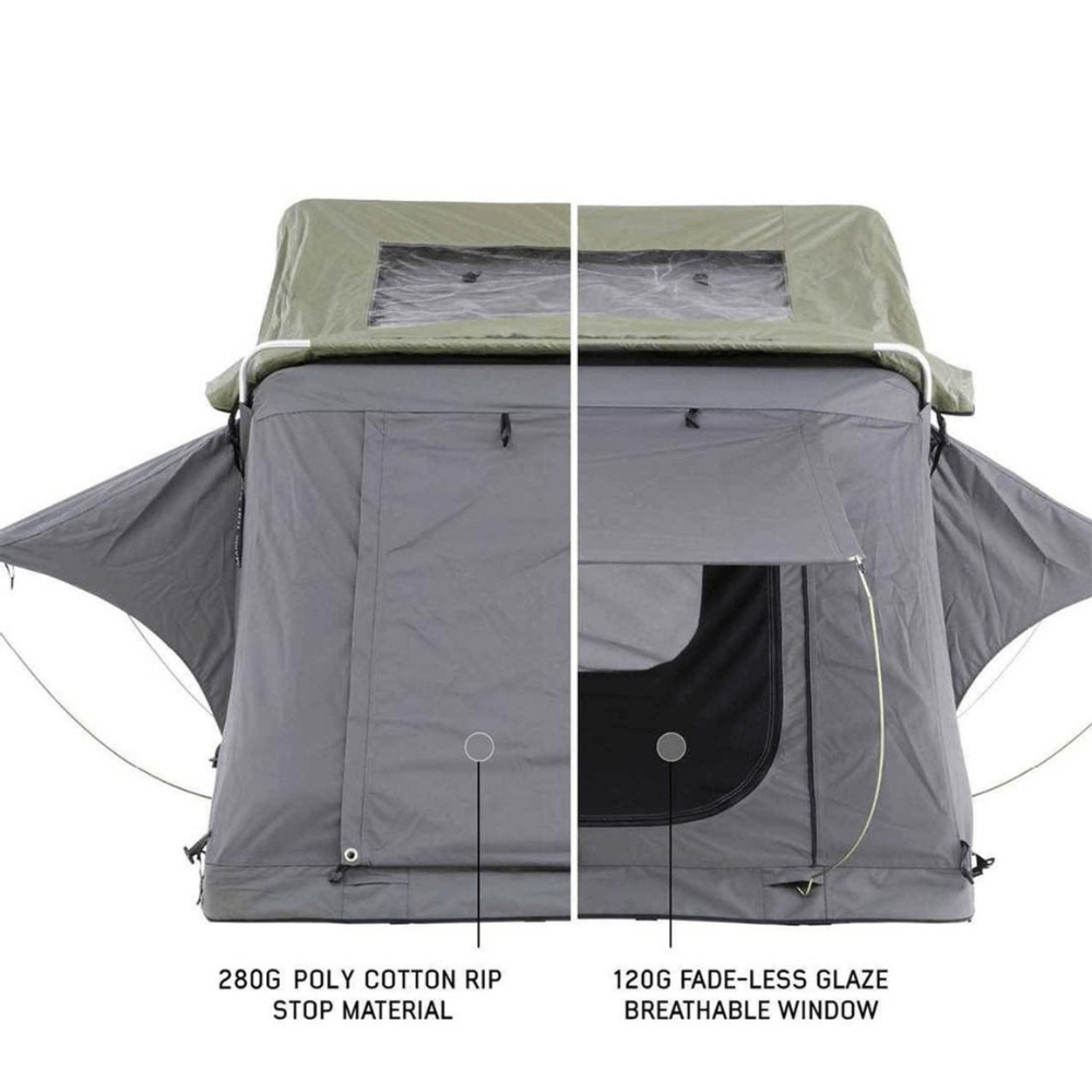 HD Nomadic 3 Standard Soft Shell Roof Top Tent, Grey Body & Green Rainfly