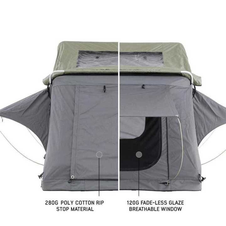 HD Nomadic 3 Standard Soft Shell Roof Top Tent, Grey Body & Green Rainfly