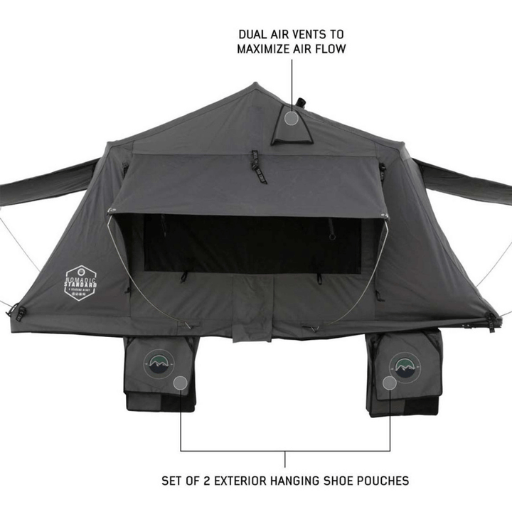 HD Nomadic 3 Standard Soft Shell Roof Top Tent, Grey Body & Green Rainfly