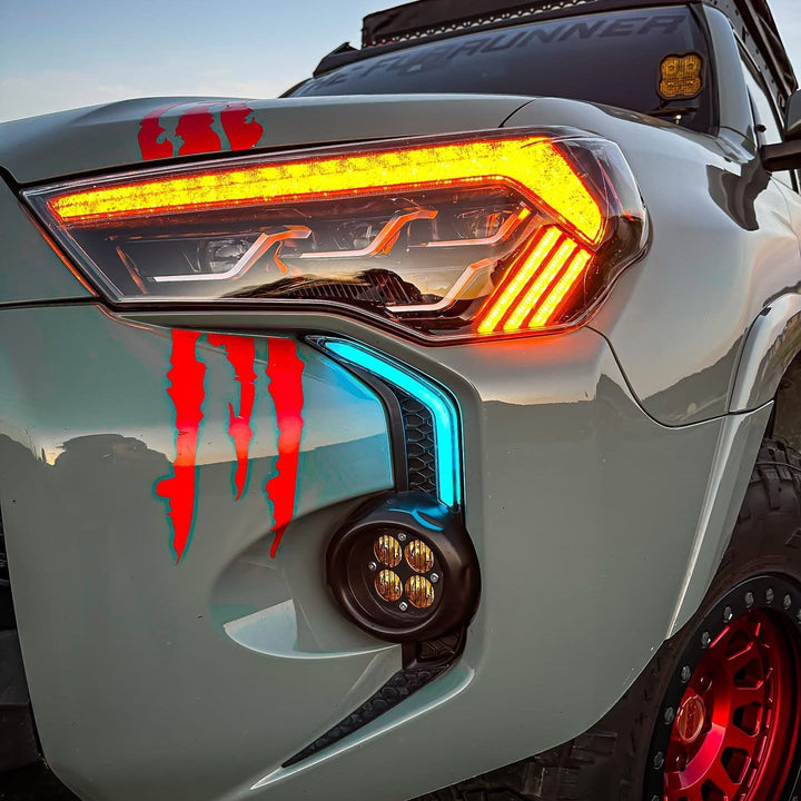 LED DRL Fog Light Fang Bezel Kit fits 2014-2024 Toyota 4Runner