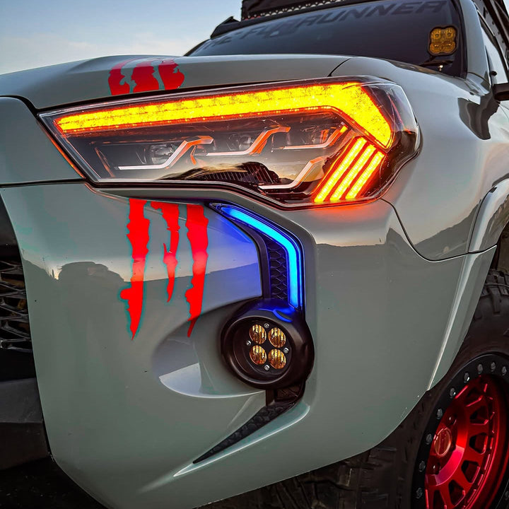 LED DRL Fog Light Fang Bezel Kit fits 2014-2024 Toyota 4Runner