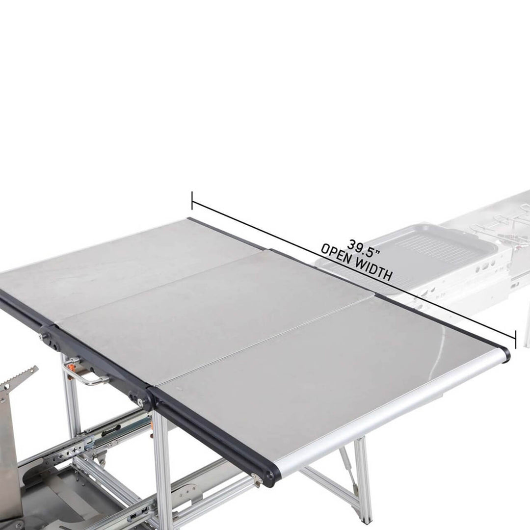 Komodo Camp Kitchen - Dual Grill, Skillet, Folding Shelves, and Rocket Tower - Stainless Steel