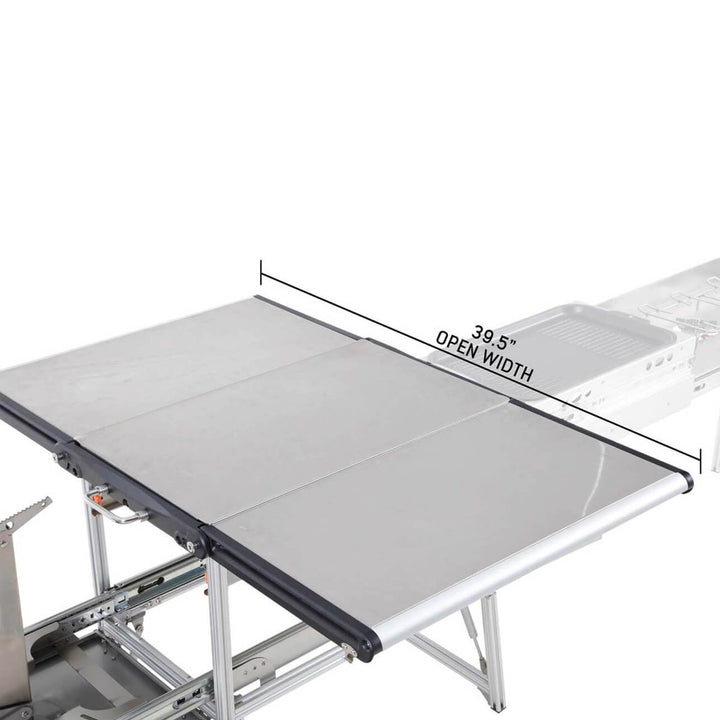 Komodo Camp Kitchen - Dual Grill, Skillet, Folding Shelves, and Rocket Tower - Stainless Steel