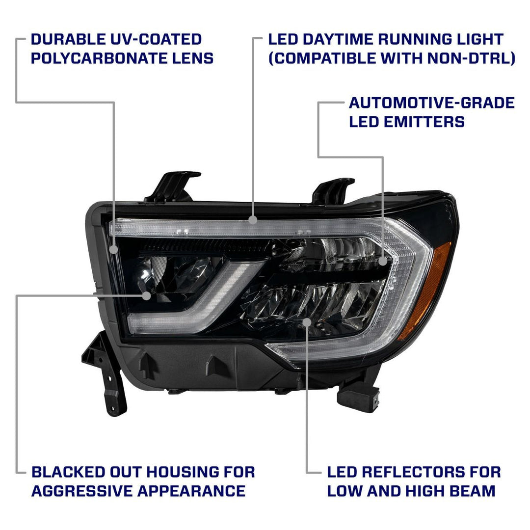 LED Reflector Headlights [Pair] Fits 2007-2013 Toyota Tundra