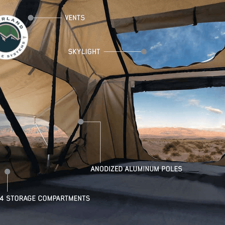 OVS TMBK 3 Person Roof Top Tent With Green Rain Fly
