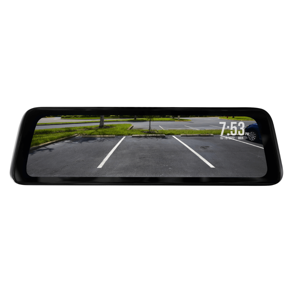 Full Screen Rear View Mirror Replacement Monitor with DVR and Backup Camera Kit