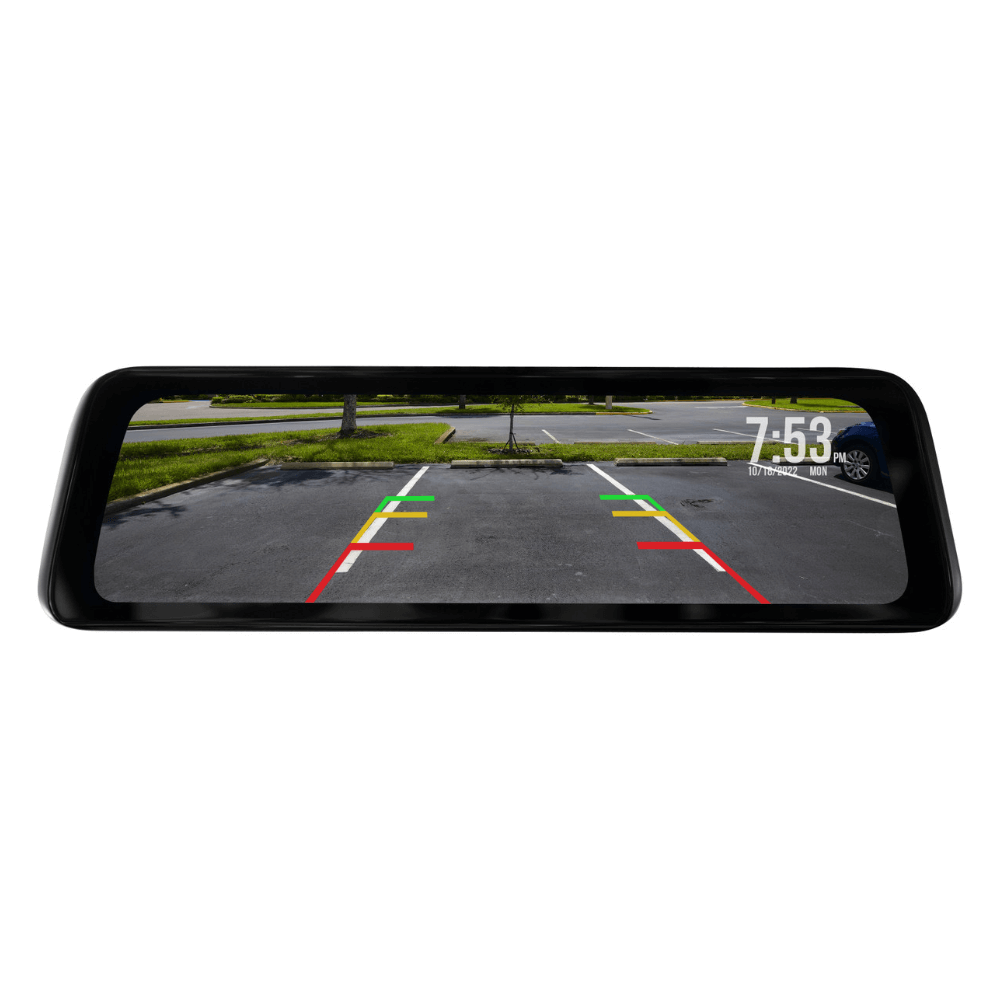 Full Screen Rear View Mirror Replacement Monitor with DVR and Backup Camera Kit