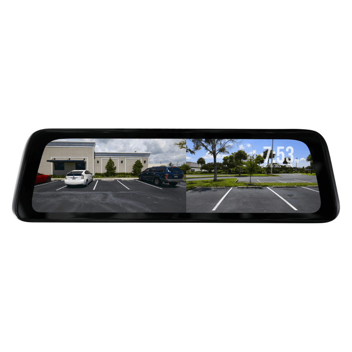 Full Screen Rear View Mirror Replacement Monitor with DVR and Backup Camera Kit