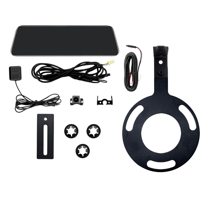 Full Screen Rear View Mirror Replacement Monitor with DVR and Backup Camera Kit