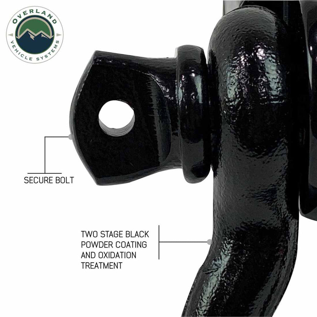 Receiver Mount Recovery Shackle 3/4" 4.75 Ton Rated Black Universal