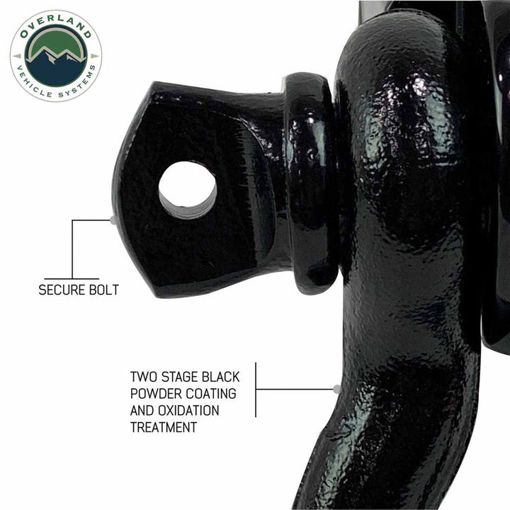 Receiver Mount Recovery Shackle 3/4" 4.75 Ton Rated Black Universal