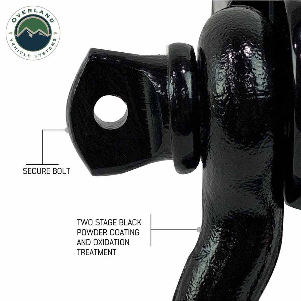 Receiver Mount Recovery Shackle 3/4" 4.75 Ton Rated Black Universal