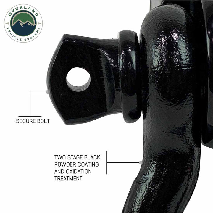 Receiver Mount Recovery Shackle 3/4" 4.75 Ton Rated Black Universal