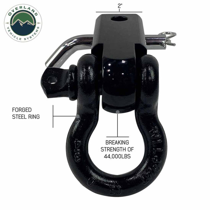 Receiver Mount Recovery Shackle 3/4" 4.75 Ton Rated Black Universal