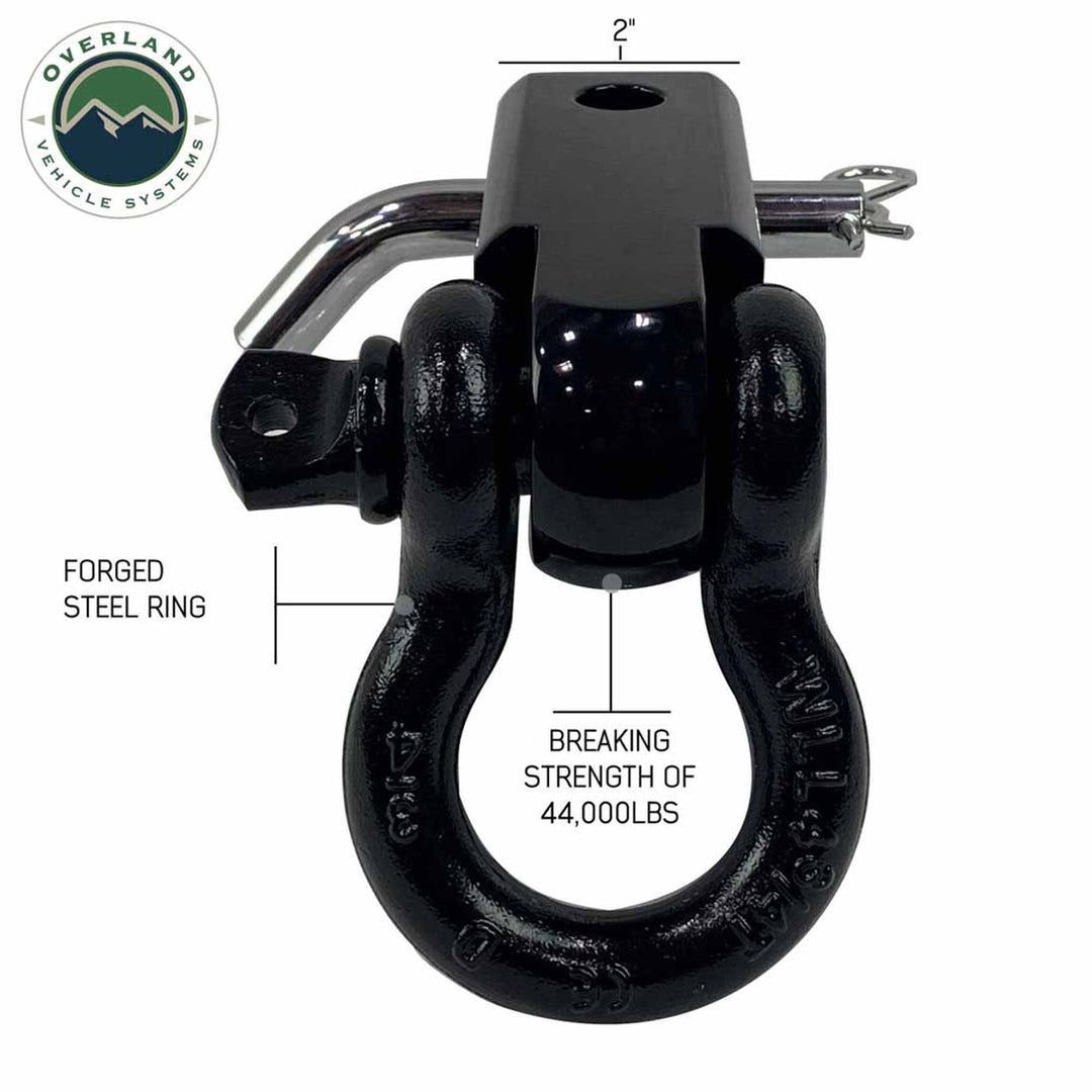 Receiver Mount Recovery Shackle 3/4" 4.75 Ton Rated Black Universal