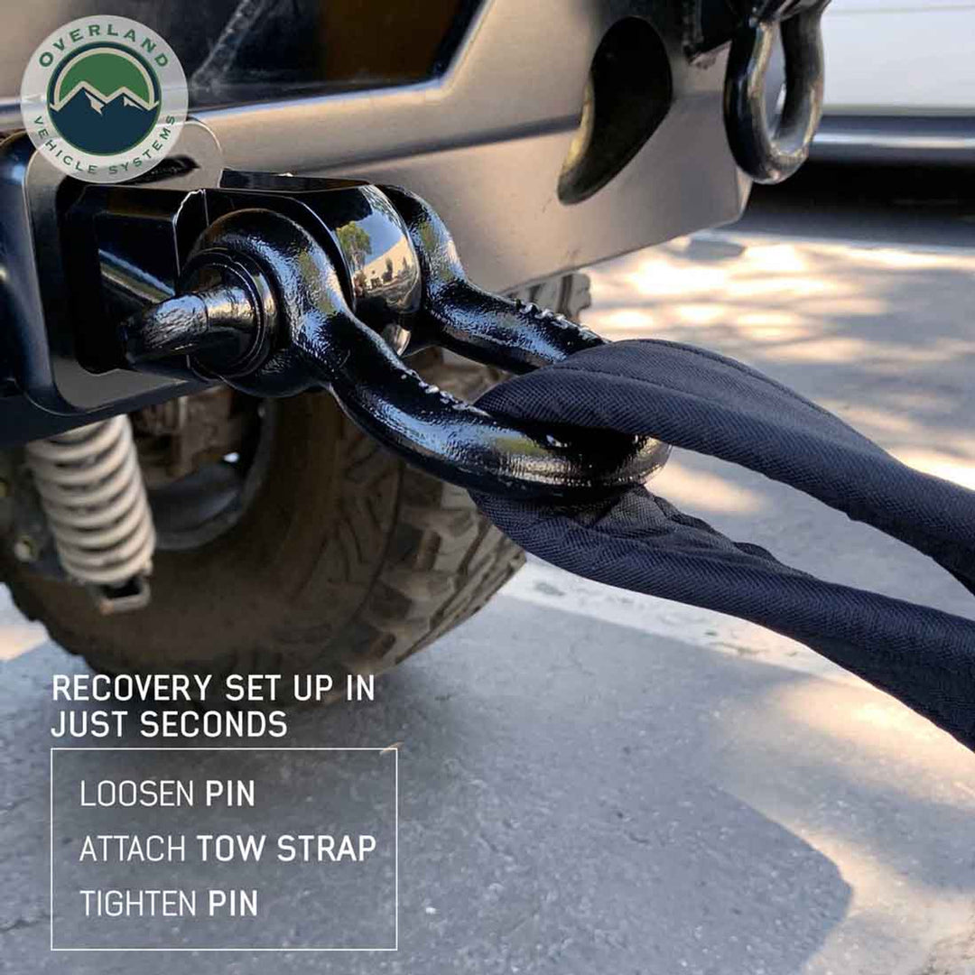 Receiver Mount Recovery Shackle 3/4" 4.75 Ton Rated Black Universal