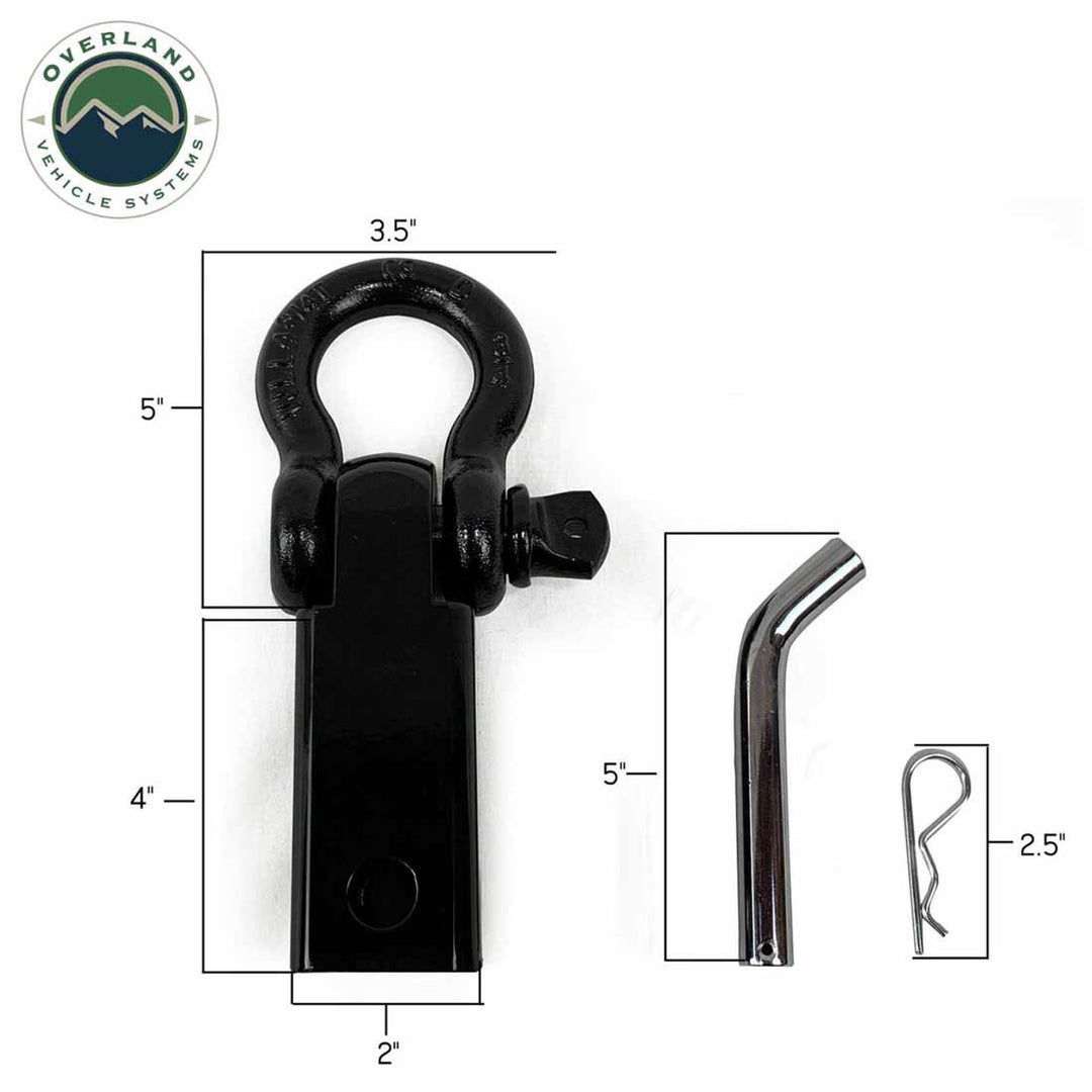 Receiver Mount Recovery Shackle 3/4" 4.75 Ton Rated Black Universal