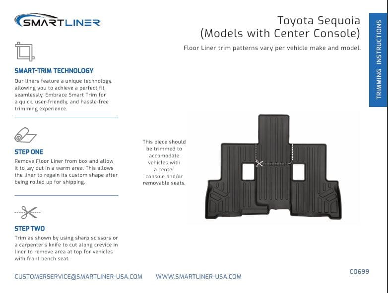 SMARTLINER Custom Fit Floor Liners fits 2023+ Toyota Sequoia (7 Passenger Model without Center Console)