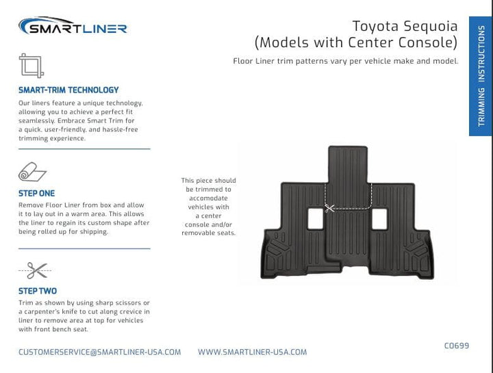 SMARTLINER Custom Fit Floor Liners fits 2023+ Toyota Sequoia (7 Passenger Model without Center Console)