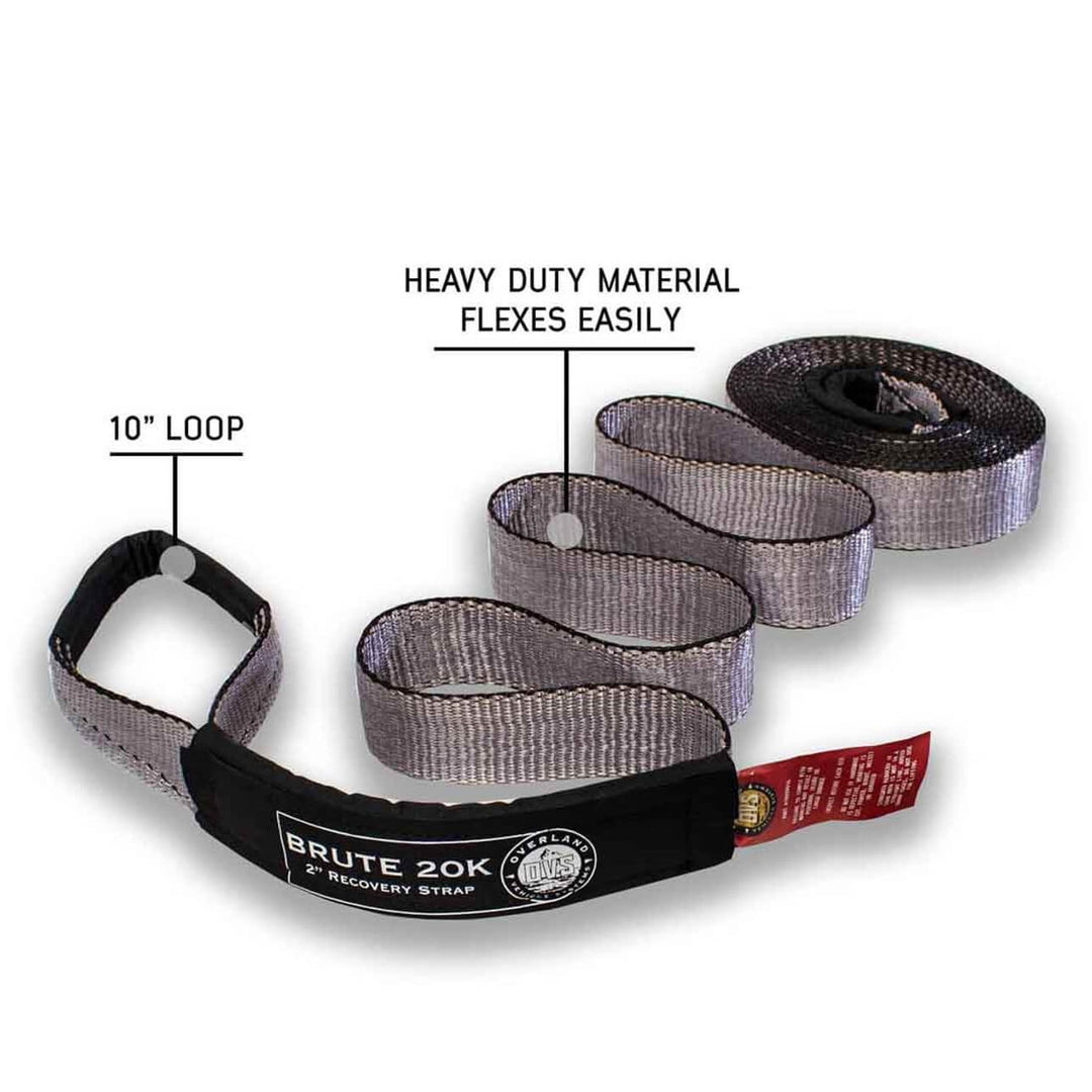 Tow Strap 2" x 30' 20,000 LB. Gray W/ Black Ends