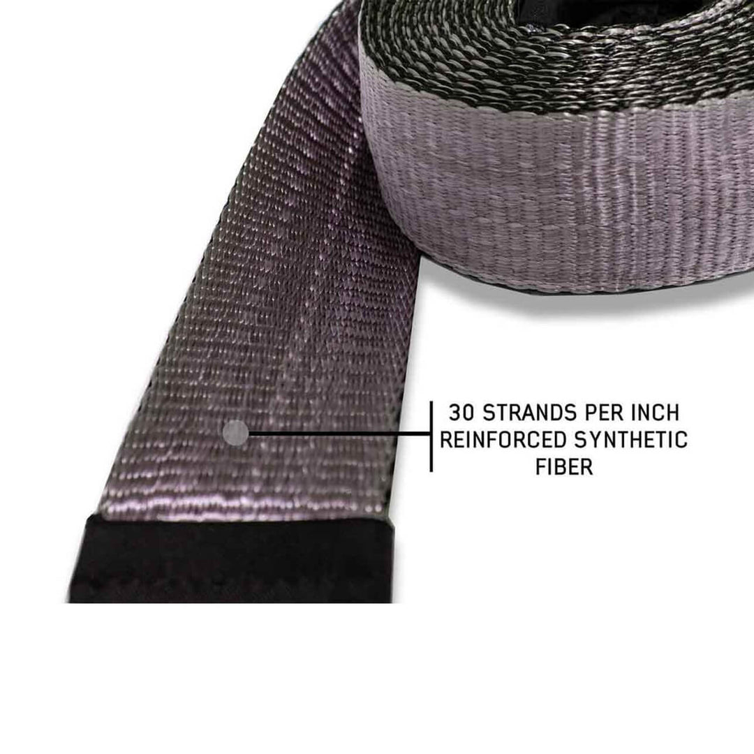 Tow Strap 2" x 30' 20,000 LB. Gray W/ Black Ends