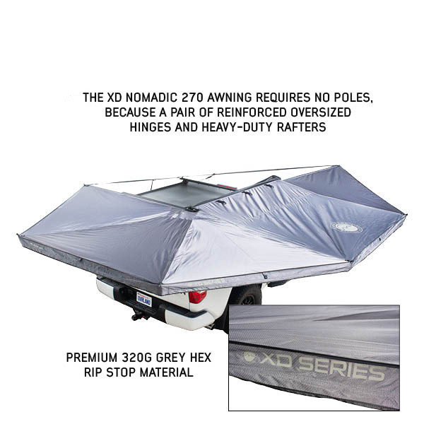 XD Nomadic 270 - Awning W/Lights & Black Out Grey Hex, Black Trim & Black Travel Cover