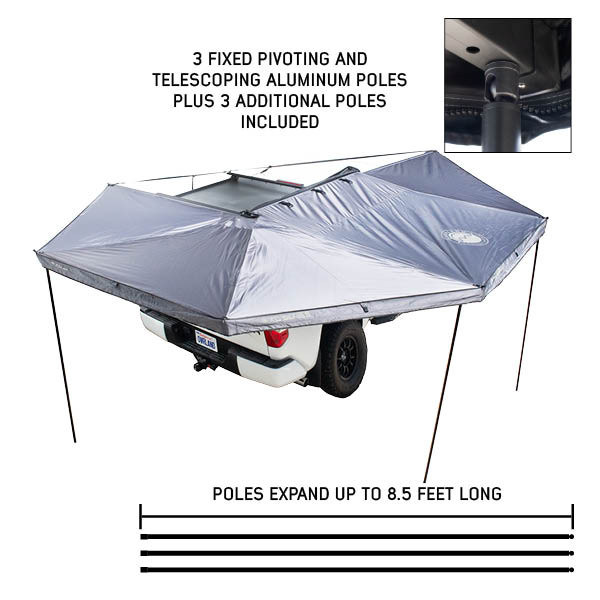 XD Nomadic 270 - Awning W/Lights & Black Out Grey Hex, Black Trim & Black Travel Cover