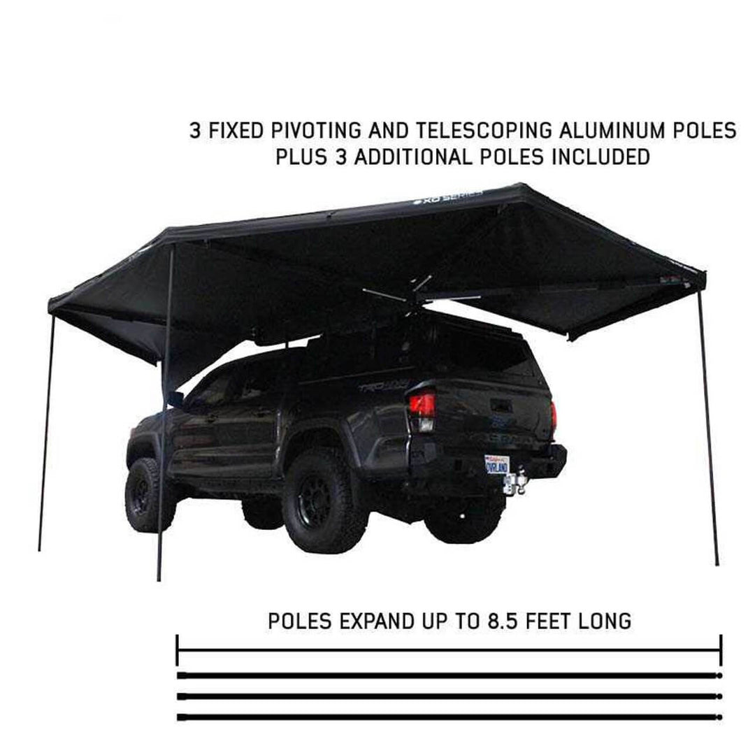 XD Nomadic 270 Degree Awning W/Lights & Black Out - Black Body, Grey Trim & Black Travel Cover