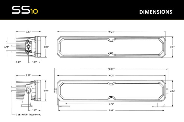 SS10 Yellow LED Light Bar (one)
