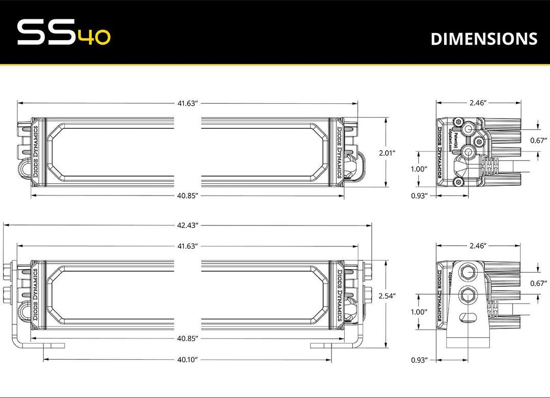 SS40 Yellow LED Light Bar (one)