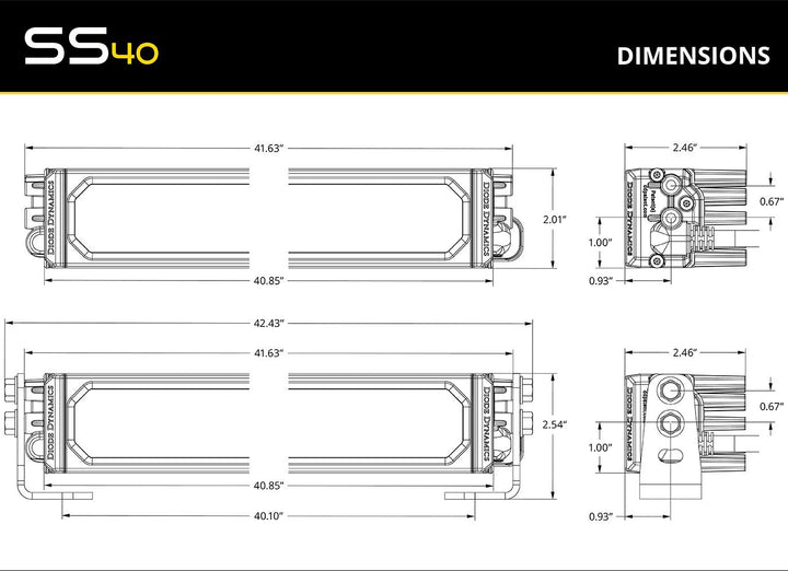 SS40 Yellow LED Light Bar (one)