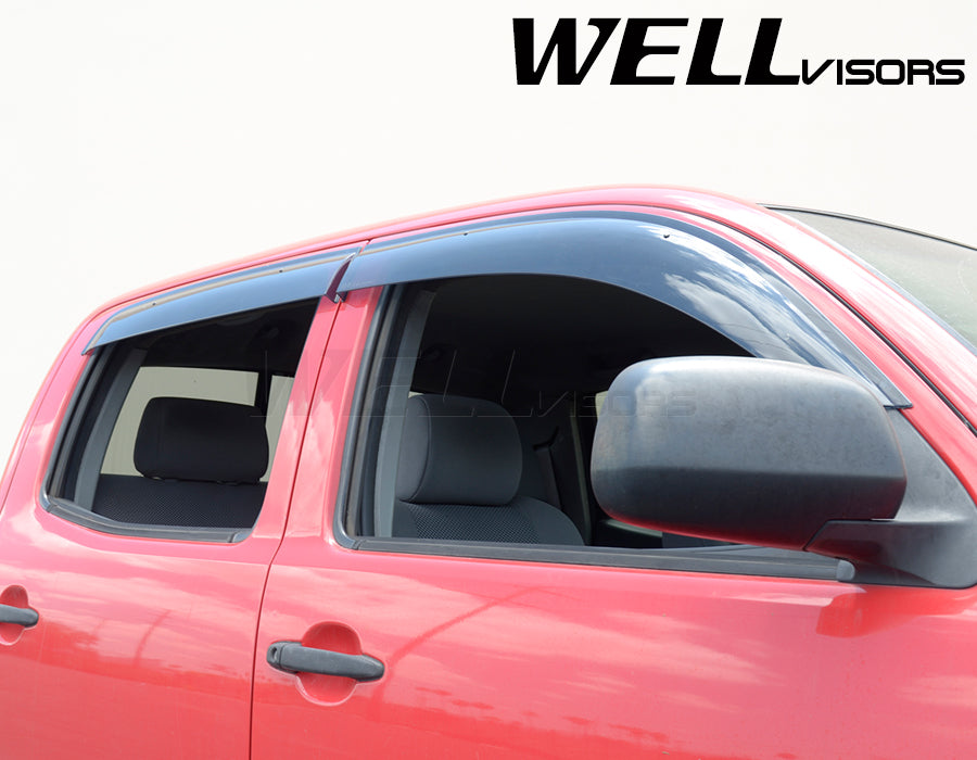 2005-2015 Toyota Tacoma Double Cab Taped-on Window Deflectors | Premium Series