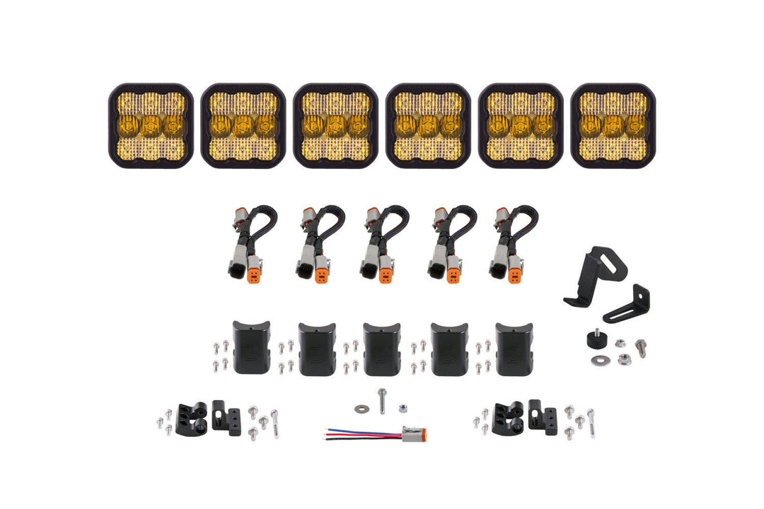 Diode Dynamics SS5 CrossLink 6-Pod LED Lightbar ( one )-Outdoor Recreation-Diode Dynamics-Yellow Combo-upTOP Overland