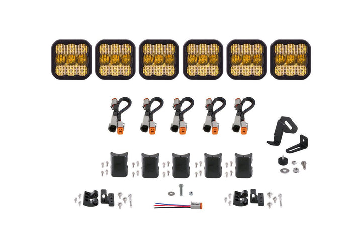 Diode Dynamics SS5 CrossLink 6-Pod LED Lightbar ( one )-Outdoor Recreation-Diode Dynamics-Yellow Combo-upTOP Overland