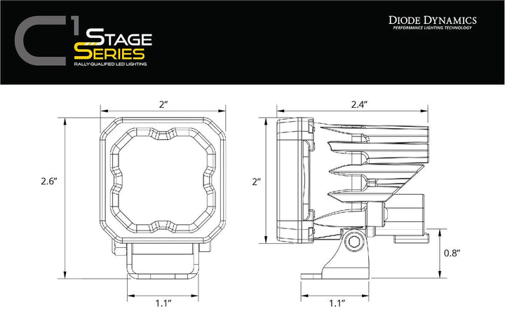 Diode Dynamics Stage Series C1 Yellow SAE Fog Standard LED Pod (pair)-Outdoor Recreation-Diode Dynamics-SAE Fog-upTOP Overland