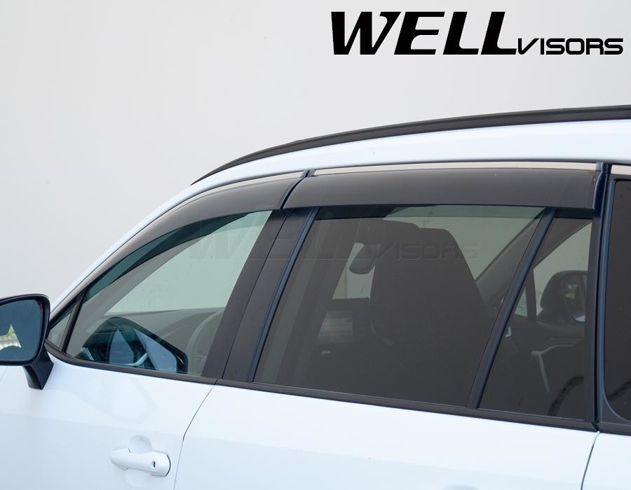 2019+ Toyota Rav4 Taped-on Window Deflectors | Chrome Trim